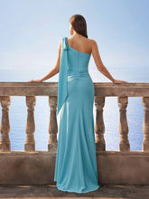 Elegant Sequin Splice Satin Mermaid Bridesmaid Dress, Sisters Evening Dress, Party Wedding Formal Blue Long Dress